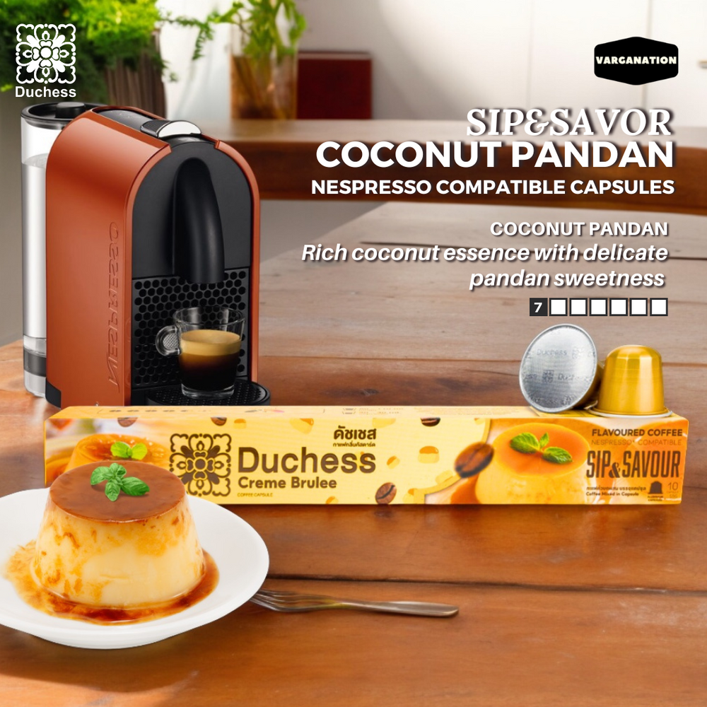 
                  
                    Duchess Nespresso Compatible Coffee Capsules – Creme Brulee Aroma – 10 Aluminum Pods per Box
                  
                