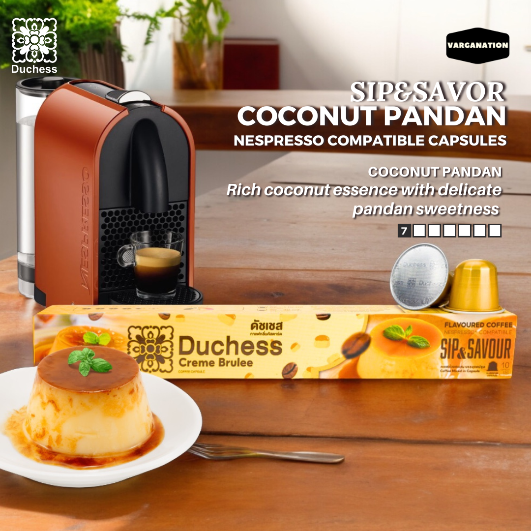 
                  
                    Duchess Nespresso Compatible Coffee Capsules – Creme Brulee Aroma – 10 Aluminum Pods per Box
                  
                
