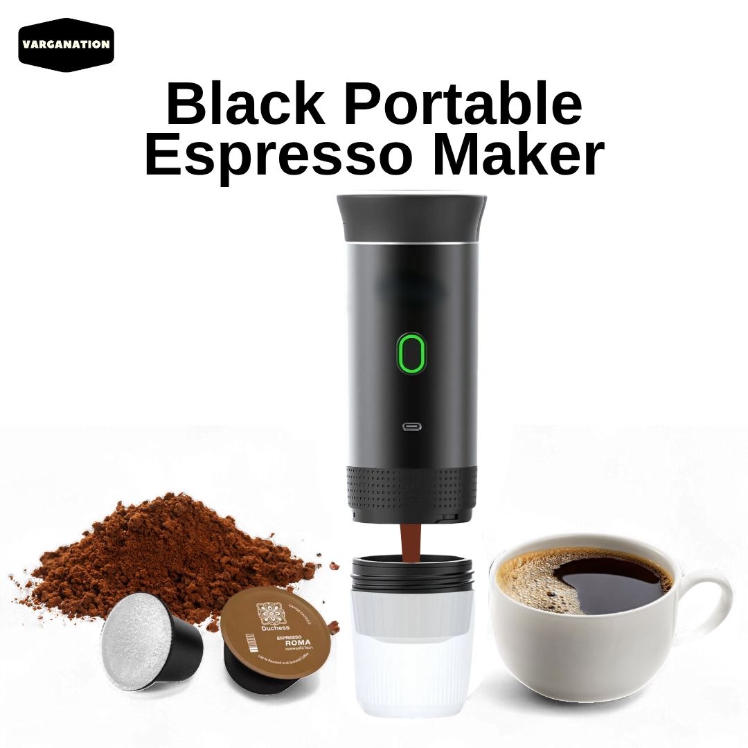 
                  
                    Black Portable Espresso Maker Coffee Machine Rechargeable Automatic Extraction Ground Capsule - Water Heater - For Travel
                  
                