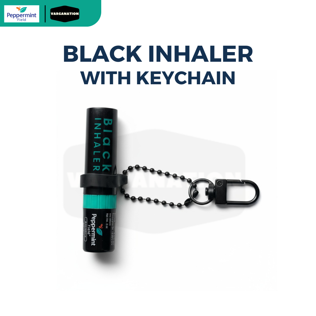 
                  
                    Peppermint Field Black Inhaler with keychain holder - 2in1 Thai Inhaler with Essential Oil
                  
                