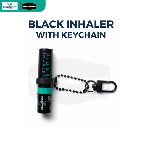 Peppermint Field Black Inhaler with keychain holder - 2in1 Thai Inhaler with Essential Oil