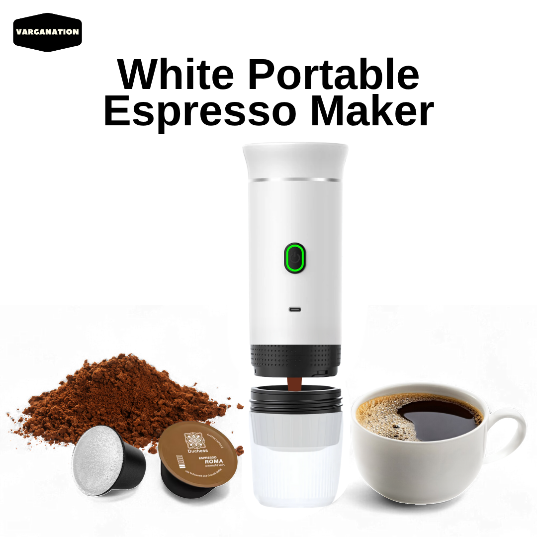 
                  
                    White Portable Espresso Maker Coffee Machine Rechargeable Automatic Extraction Ground Capsule - Water Heater - For Travel
                  
                