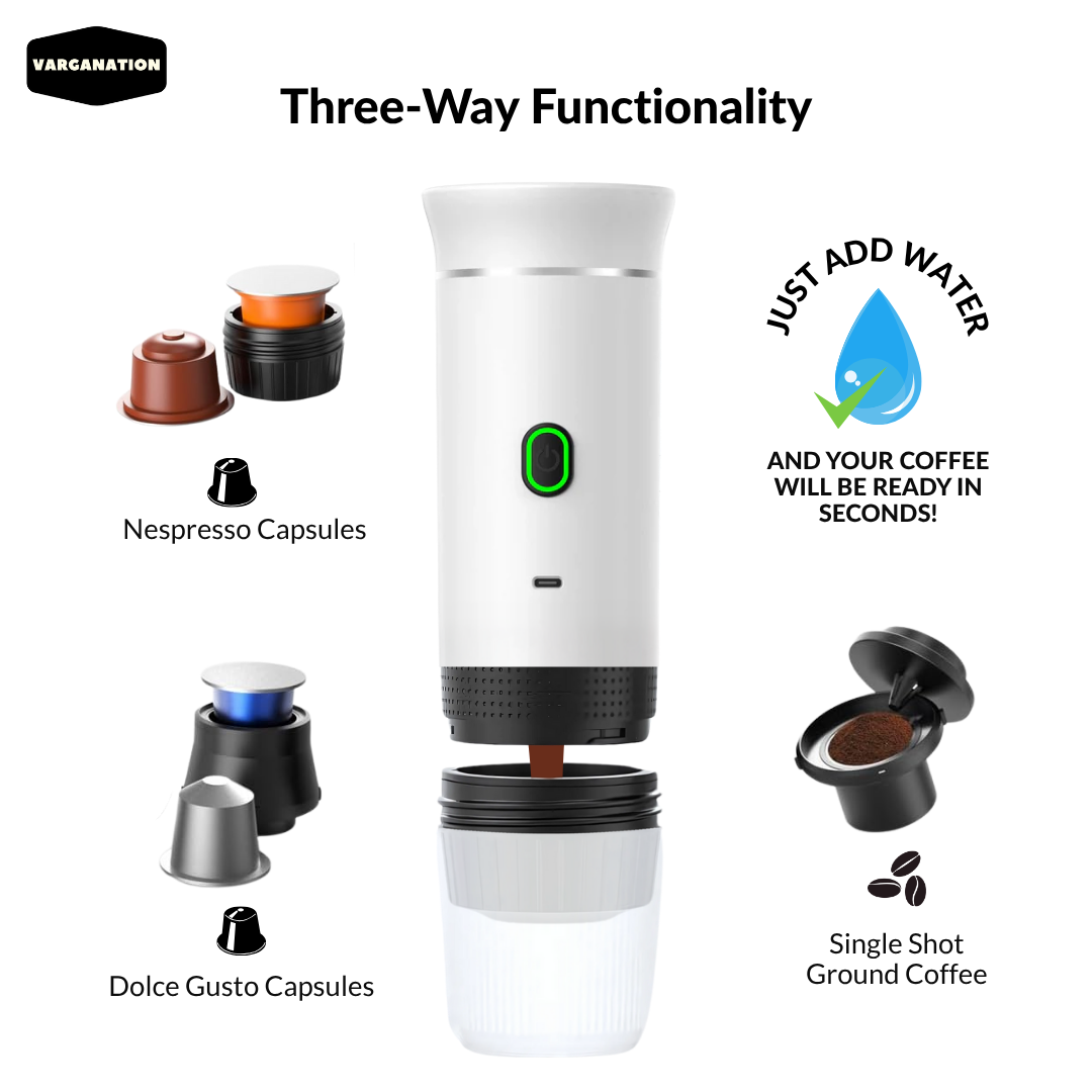 
                  
                    White Portable Espresso Maker Coffee Machine Rechargeable Automatic Extraction Ground Capsule - Water Heater - For Travel
                  
                