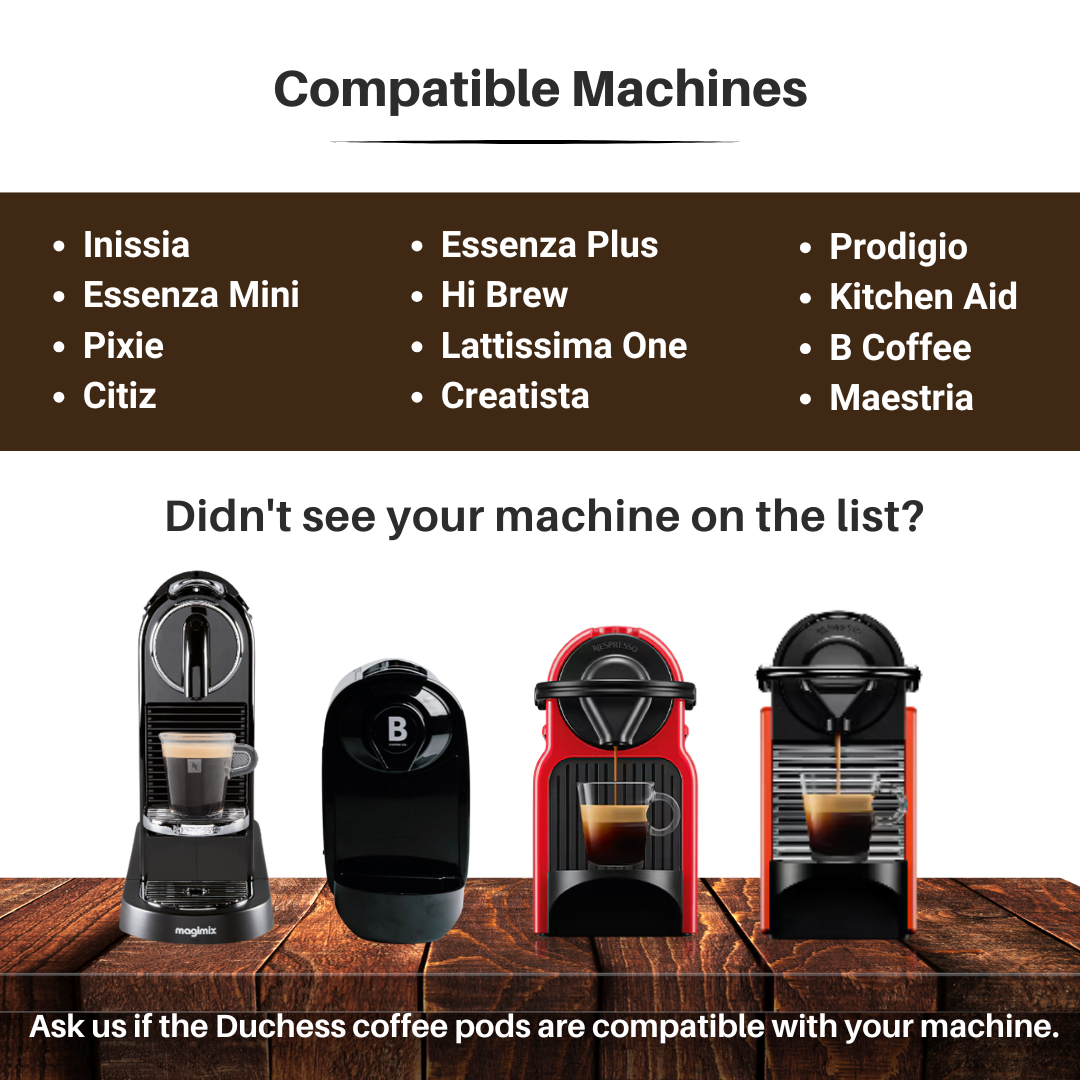 
                  
                    Duchess Nespresso Compatible Coffee Capsules – Coco Pandan Aroma – 10 Aluminum Pods per Box
                  
                