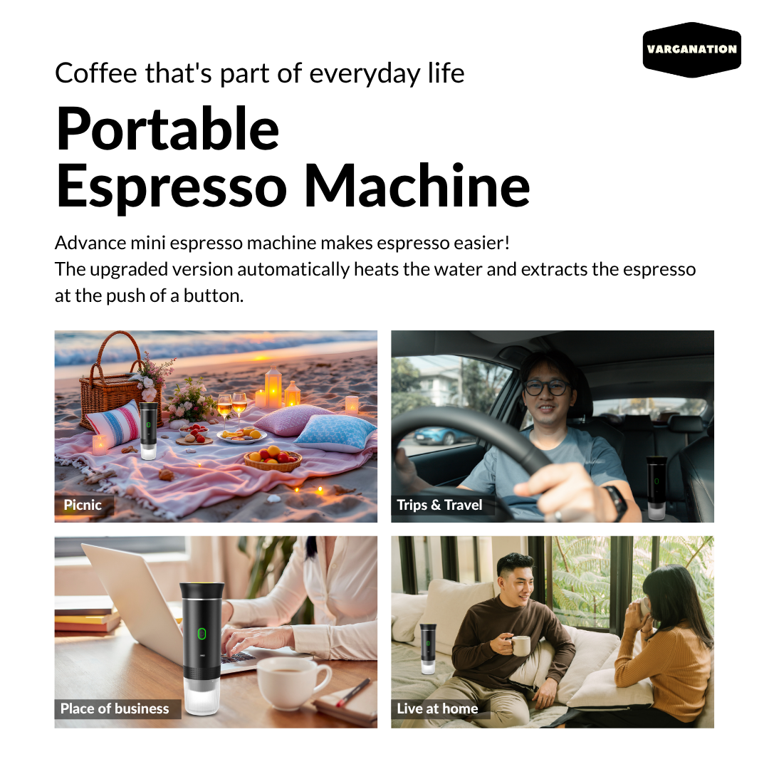 
                  
                    Black Portable Espresso Maker Coffee Machine Rechargeable Automatic Extraction Ground Capsule - Water Heater - For Travel
                  
                