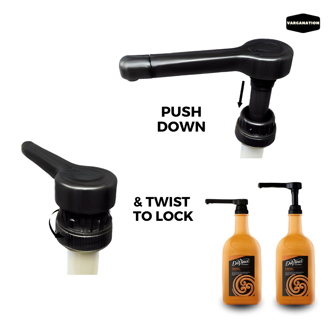 
                  
                    Varganation Black Sauce Pump Dispenser for 1.8L or 2L Bottles – Compatible with Torani, DaVinci, Ghirardelli Coffee Sauces
                  
                