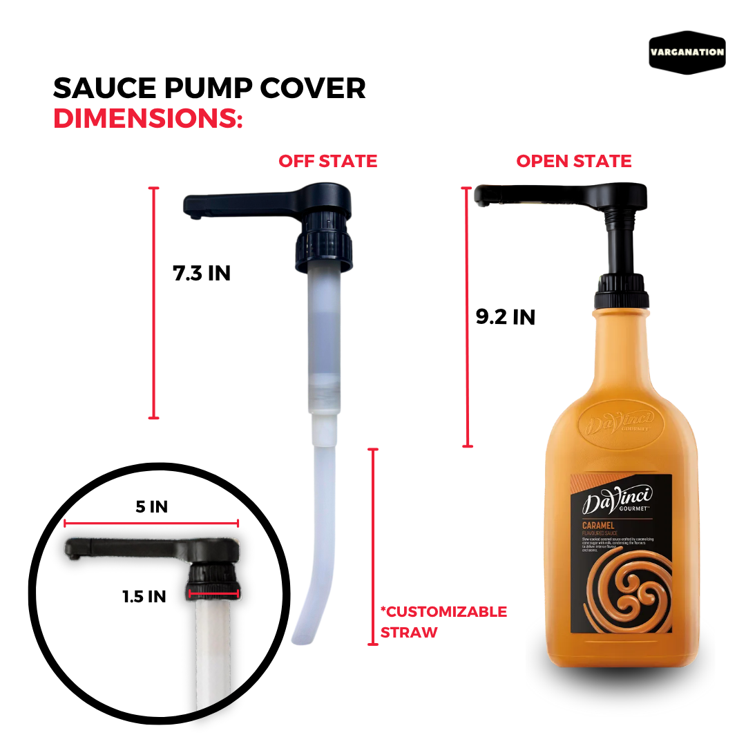
                  
                    Varganation Black Sauce Pump Dispenser for 1.8L or 2L Bottles – Compatible with Torani, DaVinci, Ghirardelli Coffee Sauces
                  
                