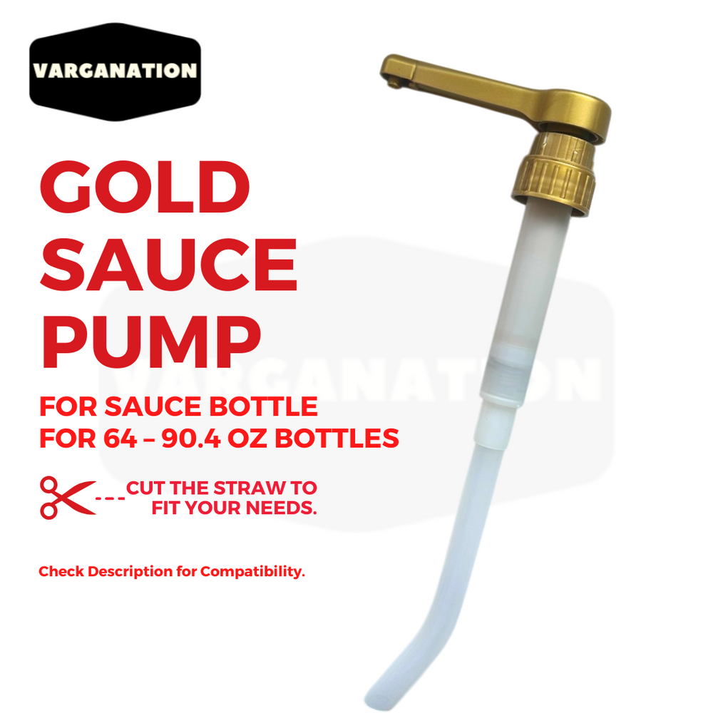 Varganation Gold Sauce Pump Dispenser for 1.8L or 2L Bottles – Compatible with Torani, DaVinci, Ghirardelli Coffee Sauces