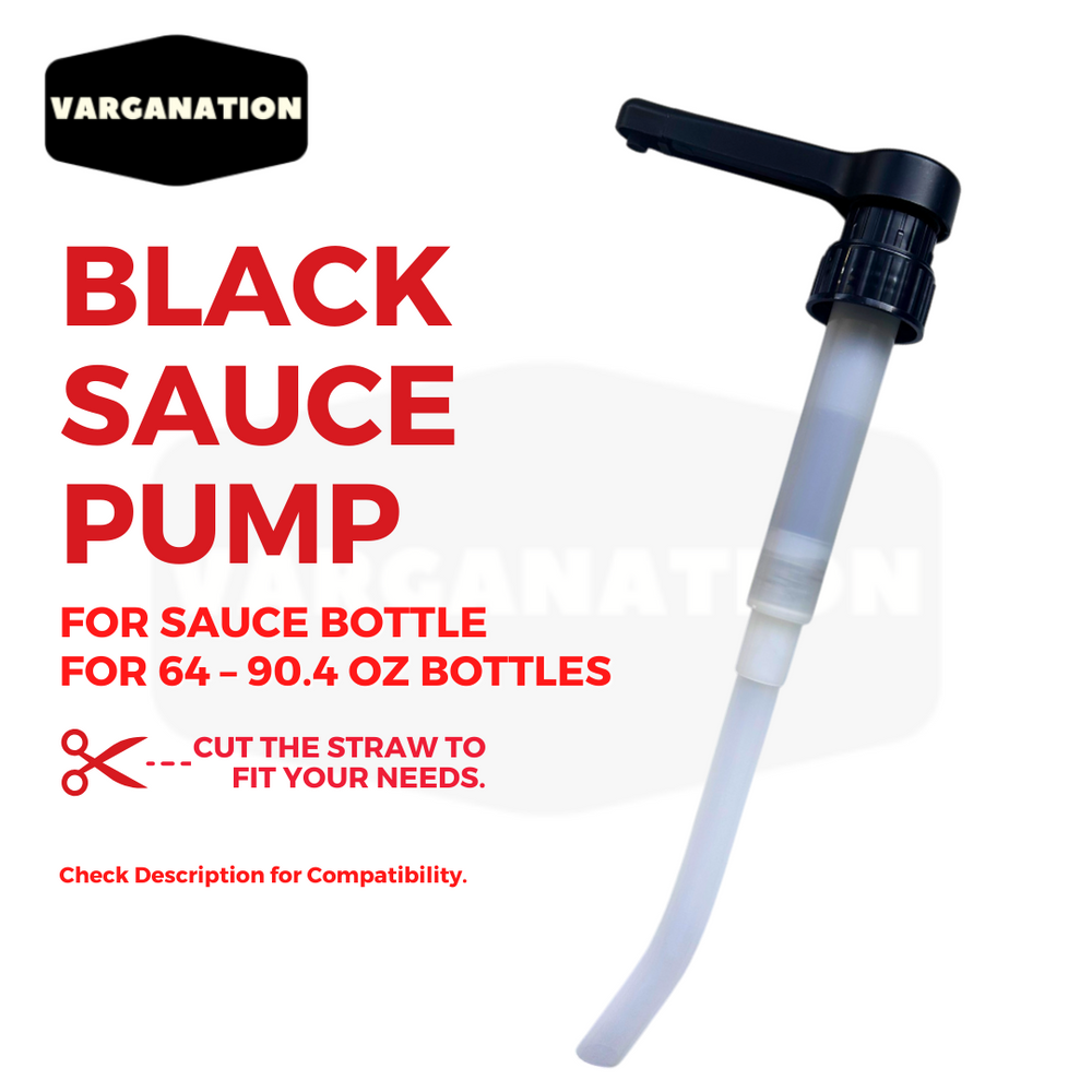 Varganation Black Sauce Pump Dispenser for 1.8L or 2L Bottles – Compatible with Torani, DaVinci, Ghirardelli Coffee Sauces