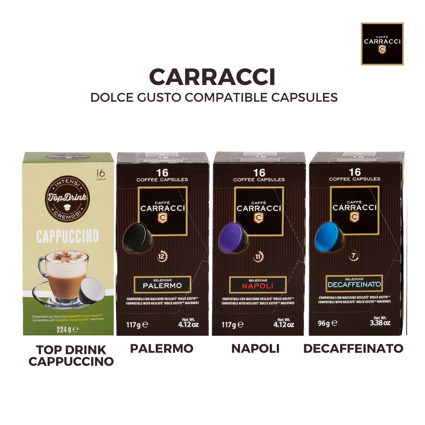 
                  
                    Dolce Gusto Compatible Caffe Carracci Palermo 16 Pods Intensity 12
                  
                