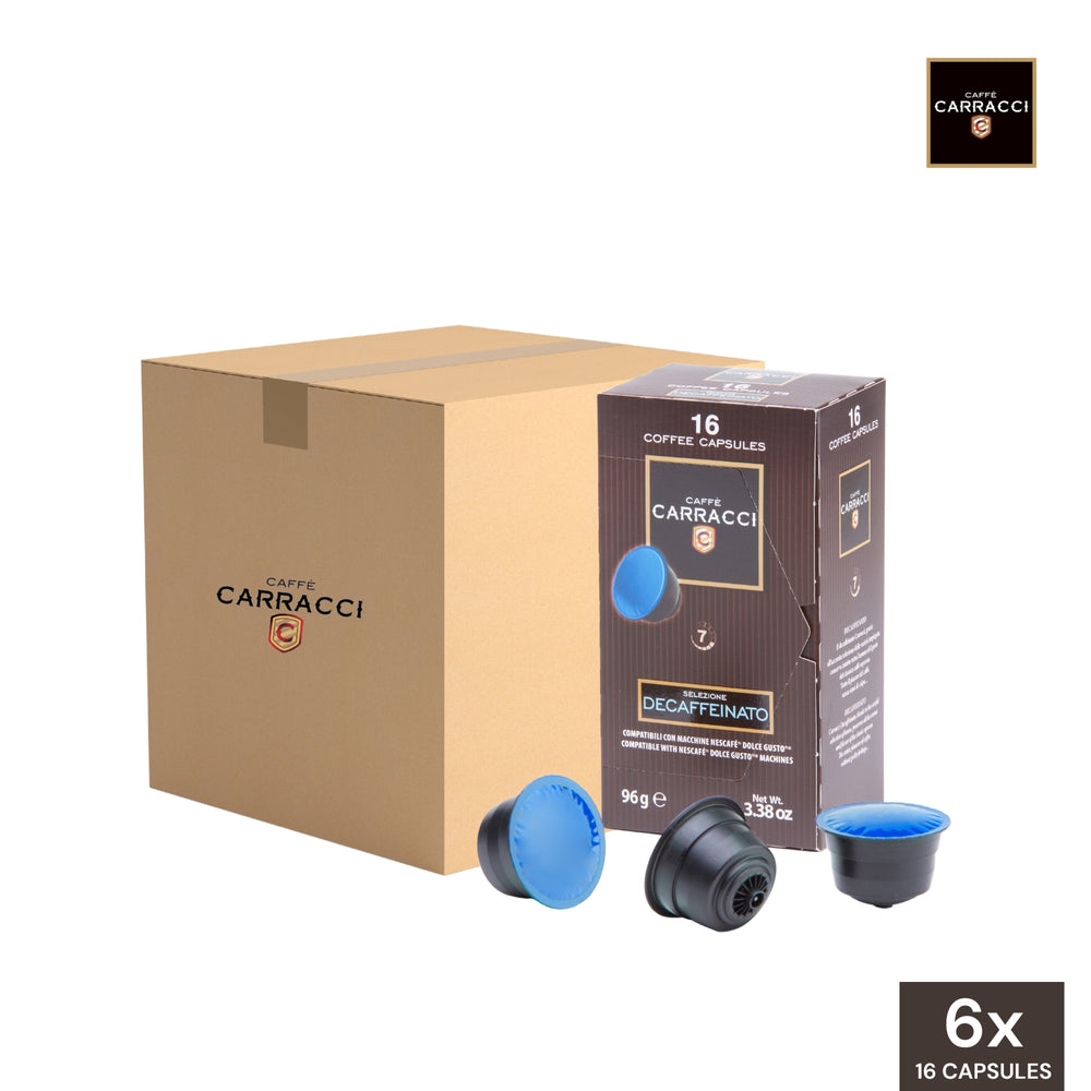 Carracci Coffee Gran Deca Decaffeinated Dolce Gusto Compatible Capsules - Wholesale (6 Boxes)