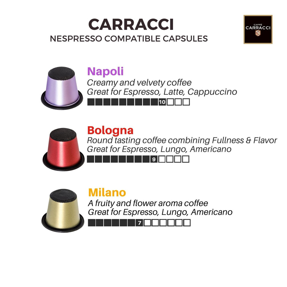 
                  
                    Carracci Bologna Nespresso 10 Capsules | Coffee Pods to make Espresso| Varganation
                  
                