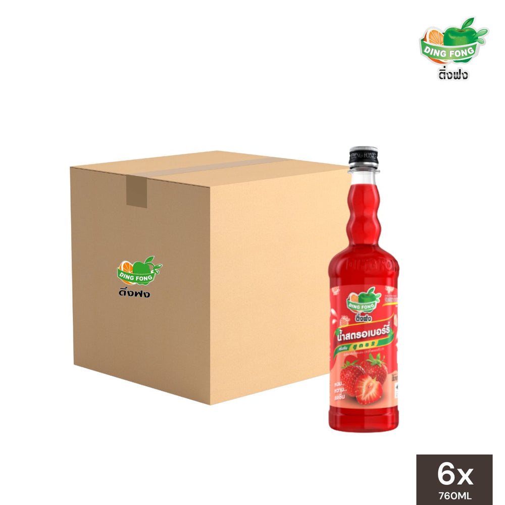 Ding Fong Strawberry Syrup 760mL - Wholesale (6 Bottles)