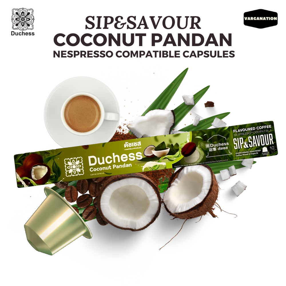 Duchess Nespresso Compatible Coffee Capsules – Coco Pandan Aroma – 10 Aluminum Pods per Box