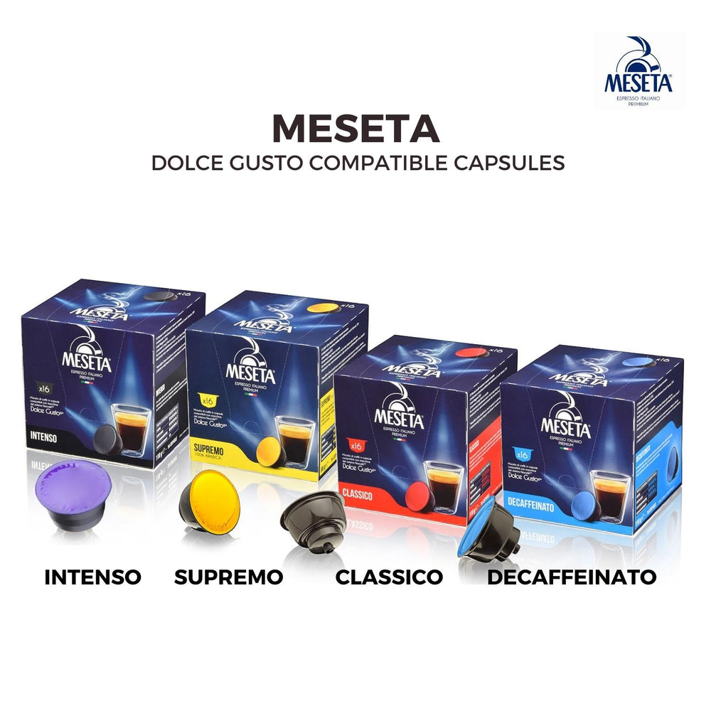 
                  
                    Meseta Decaf Coffee Dolce Gusto Compatible Capsules
                  
                