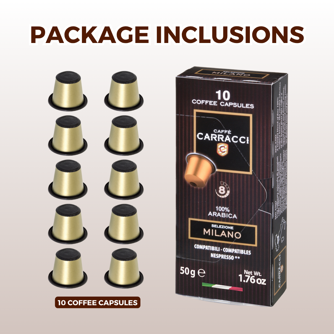 
                  
                    Carracci Nespresso 10 Capsule Milano | Compatible Coffee Capsules Pods for Espresso | Varganation
                  
                