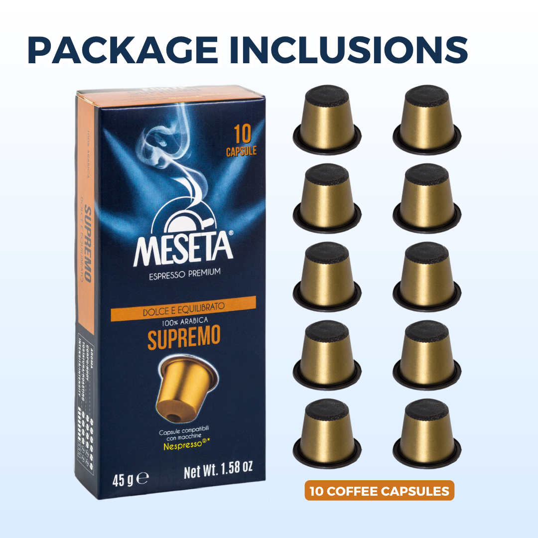 
                  
                    Meseta Coffee Supremo Nespresso Compatible Capsules
                  
                