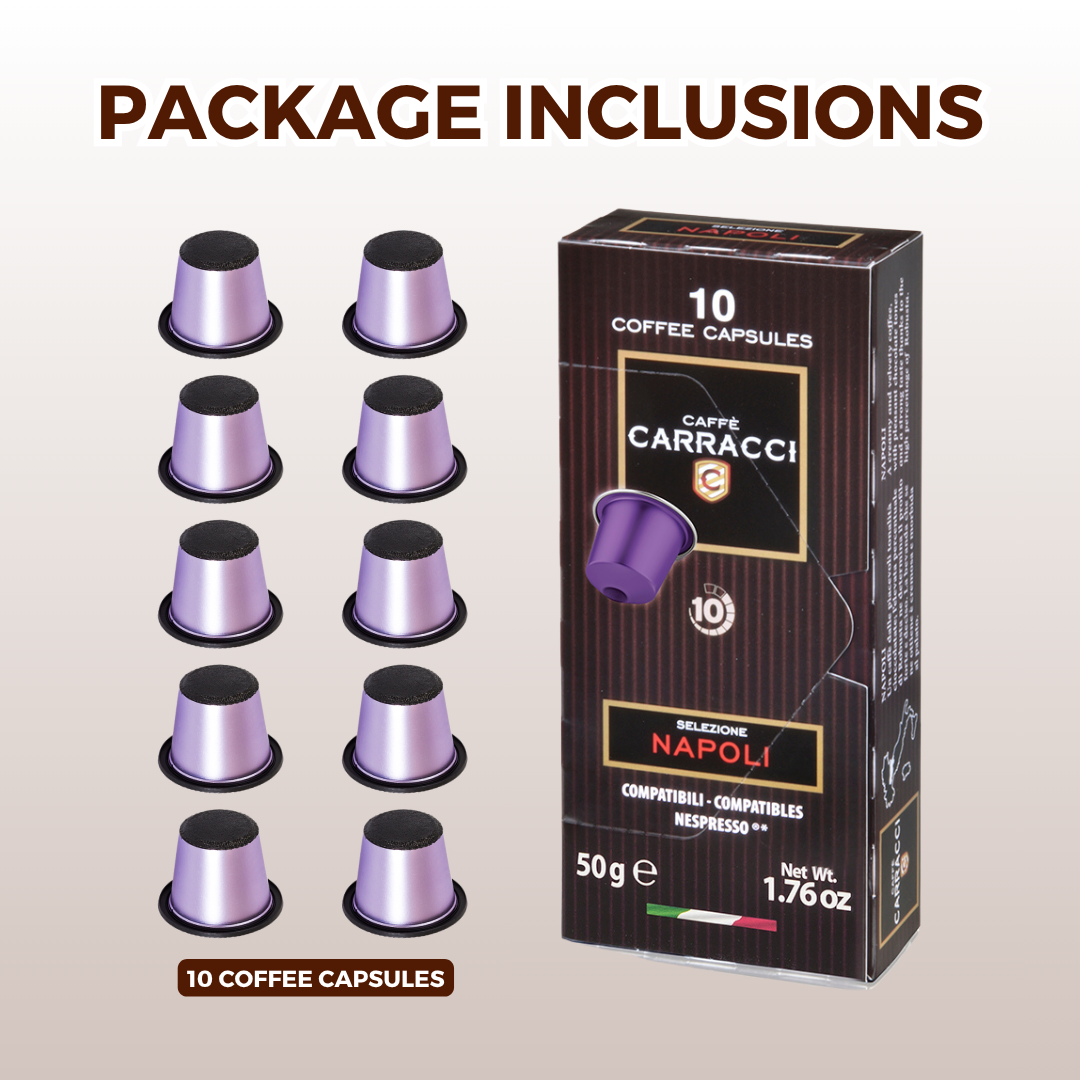 
                  
                    Carracci Napoli Nespresso Capsule - Coffee Pods to make Espresso, Lungo from Italy - 10 Capsules
                  
                